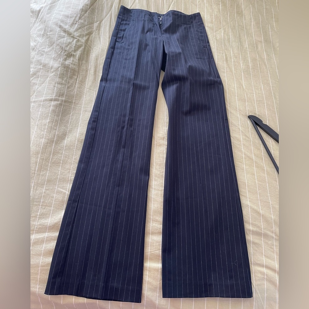 Theory Pinstripe Wide Leg Trousers Size 00